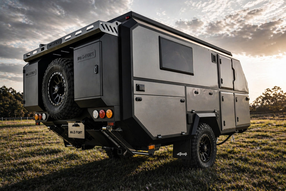 Wild Fort 14FT off-road hybrid caravan rear view